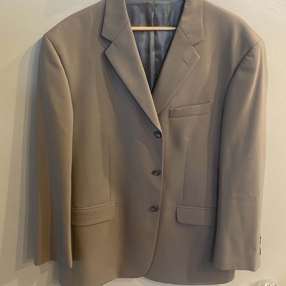 J. FERRAR MENS 100% wool suit JACKET Made in Italy taupe neutral 46R NWOT